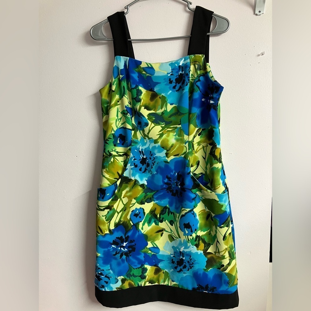 Women’s Sheath Sundress, 6, Floral, Blues/Greens, Perceptions NY